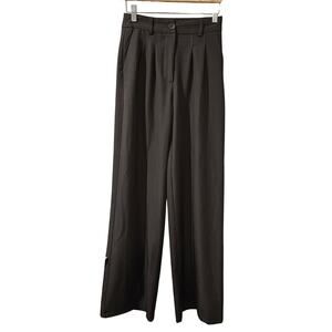 Princess Polly Pleated Wide Leg Trousers Black Size 2‎ Sustainable